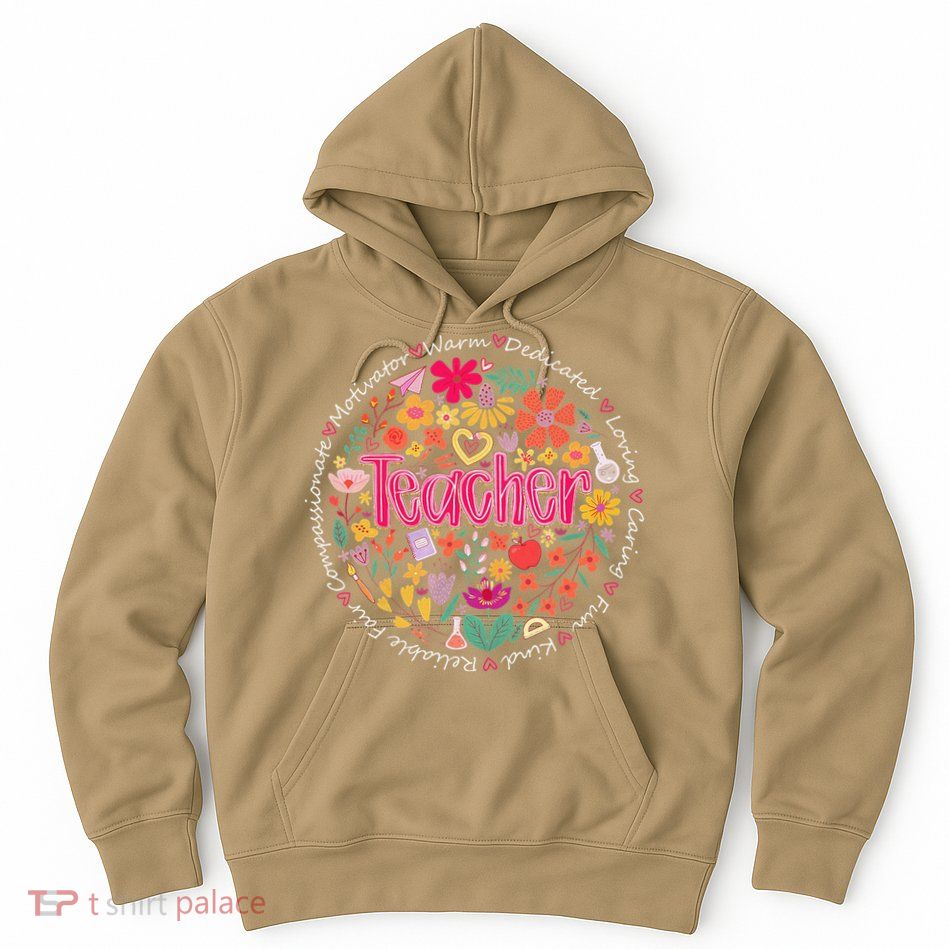 Teach Love Inspire Wildflower Teacher Funny Back To School Hoodie