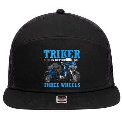 Triker Life Is Better On Three Wheels Motorcycle Trike 7 Panel Mesh Trucker Snapback Hat