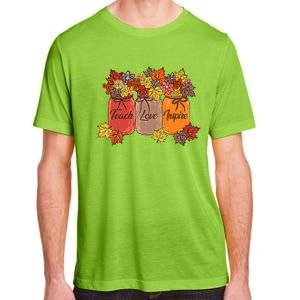 Teach Love Inspire Fall Teacher Thankful Floral Autumn Vibes Adult ChromaSoft Performance T-Shirt