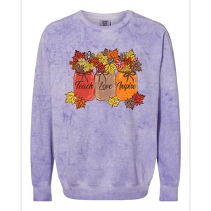 Teach Love Inspire Fall Teacher Thankful Floral Autumn Vibes Colorblast Crewneck Sweatshirt