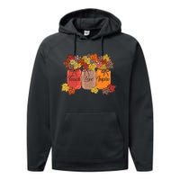 Teach Love Inspire Fall Teacher Thankful Floral Autumn Vibes Performance Fleece Hoodie