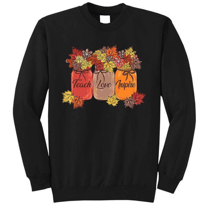 Teach Love Inspire Fall Teacher Thankful Floral Autumn Vibes Sweatshirt