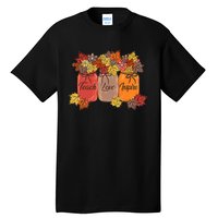 Teach Love Inspire Fall Teacher Thankful Floral Autumn Vibes Tall T-Shirt