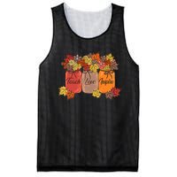 Teach Love Inspire Fall Teacher Thankful Floral Autumn Vibes Mesh Reversible Basketball Jersey Tank