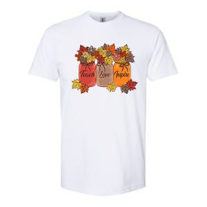 Teach Love Inspire Fall Teacher Thankful Floral Autumn Vibes Softstyle CVC T-Shirt