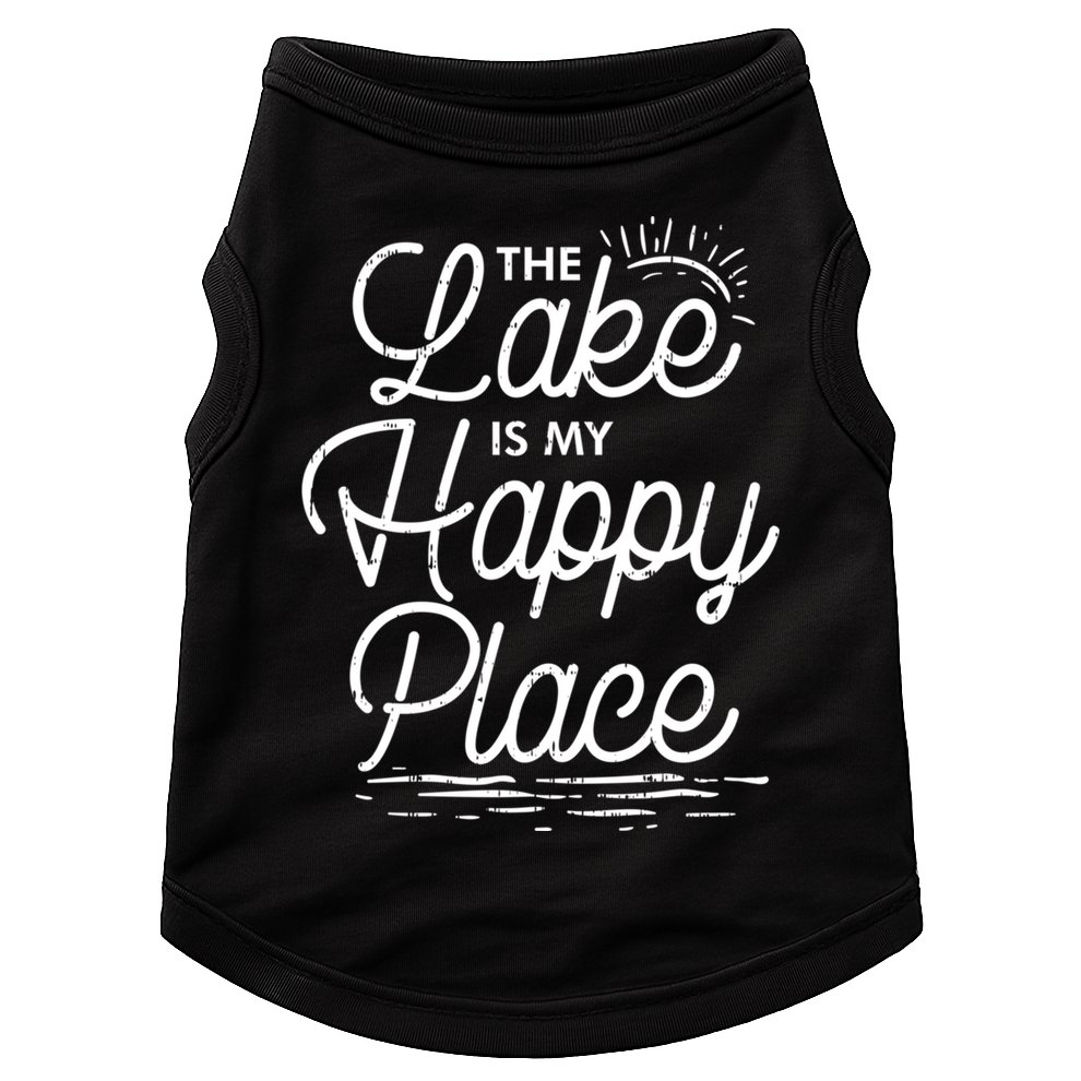 The Lake Is My Happy Place Funny Summer Camp Vacation Gift Doggie Tank
