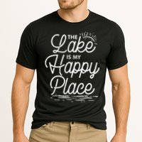 The Lake Is My Happy Place Funny Summer Camp Vacation Gift Cooling Performance Crew T-Shirt