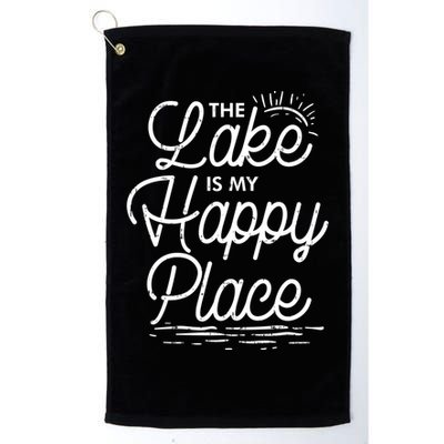 The Lake Is My Happy Place Funny Summer Camp Vacation Gift Golf Towel