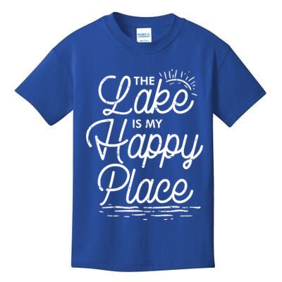 The Lake Is My Happy Place Funny Summer Camp Vacation Gift Kids T-Shirt
