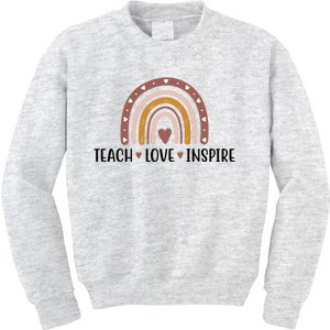 Teach Love Inspire Fall Autumn Rainbow Kids Sweatshirt