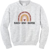 Teach Love Inspire Fall Autumn Rainbow Kids Sweatshirt