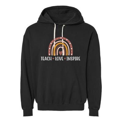 Teach Love Inspire Fall Autumn Rainbow Garment-Dyed Fleece Hoodie
