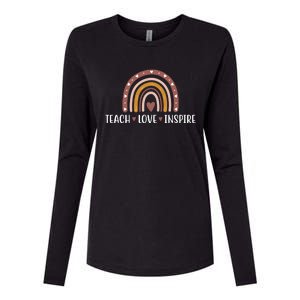 Teach Love Inspire Fall Autumn Rainbow Womens Cotton Relaxed Long Sleeve T-Shirt