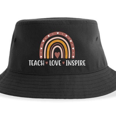 Teach Love Inspire Fall Autumn Rainbow Sustainable Bucket Hat