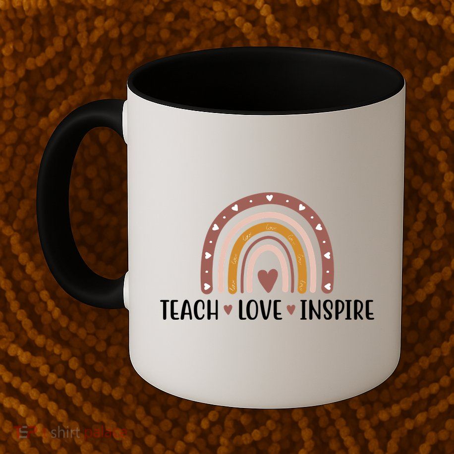 Teach Love Inspire Fall Autumn Rainbow Mug