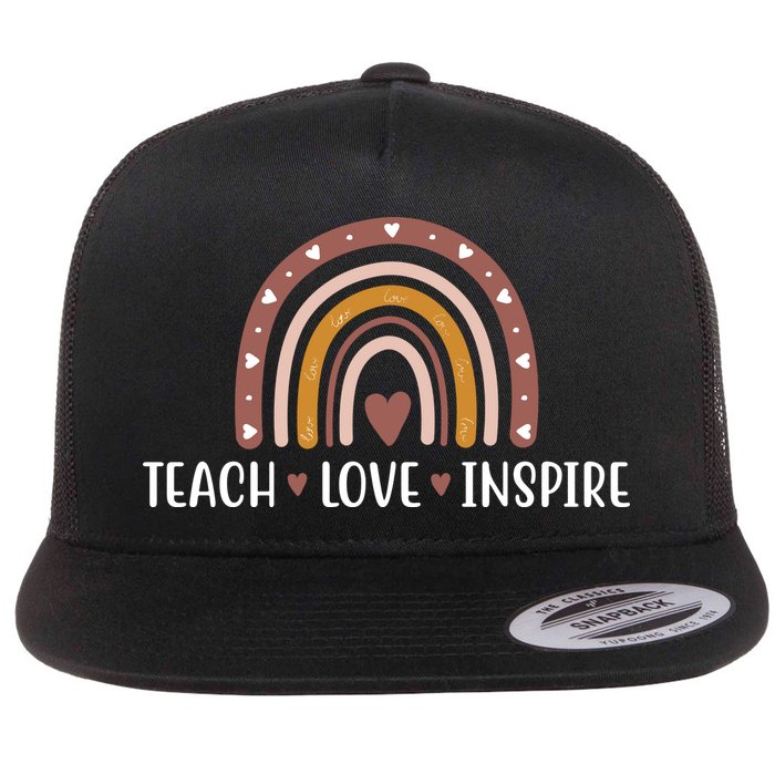 Teach Love Inspire Fall Autumn Rainbow Flatbill Hat