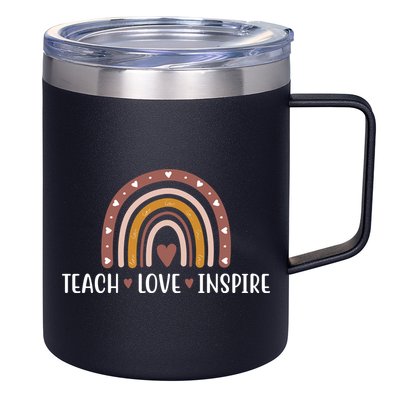 Teach Love Inspire Fall Autumn Rainbow 12oz Stainless Steel Coffee Mug