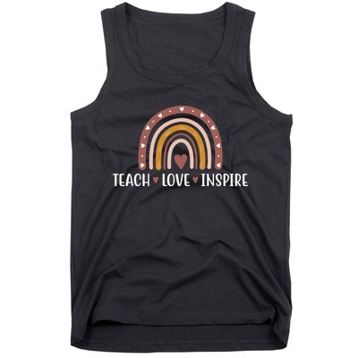 Teach Love Inspire Fall Autumn Rainbow Tank Top