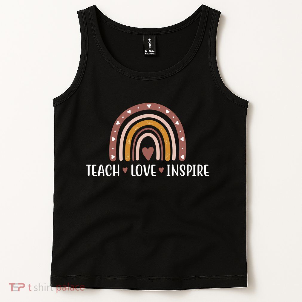 Teach Love Inspire Fall Autumn Rainbow Tank Top