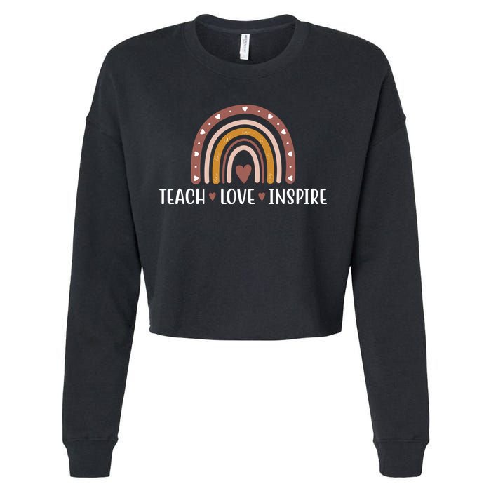 Teach Love Inspire Fall Autumn Rainbow Cropped Pullover Crew