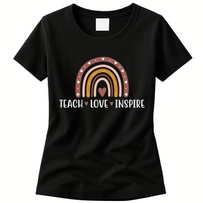 Teach Love Inspire Fall Autumn Rainbow Womens T-Shirt