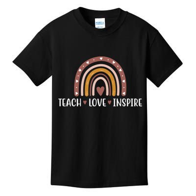 Teach Love Inspire Fall Autumn Rainbow Kids T-Shirt