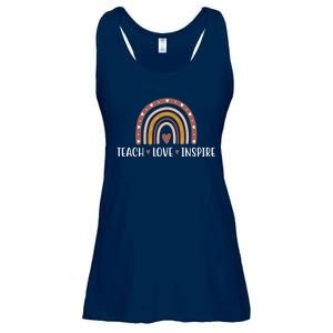 Teach Love Inspire Fall Autumn Rainbow Ladies Essential Flowy Tank