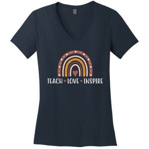 Teach Love Inspire Fall Autumn Rainbow Women's V-Neck T-Shirt