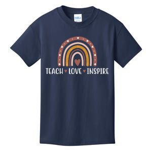 Teach Love Inspire Fall Autumn Rainbow Kids T-Shirt