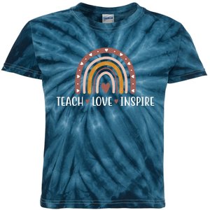 Teach Love Inspire Fall Autumn Rainbow Kids Tie-Dye T-Shirt