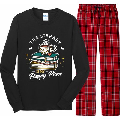 The Library Is My Happy Place Design Librarian Books Gift Long Sleeve Pajama Set