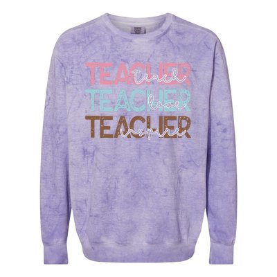 Teach Love Inspire Inspirational Teacher Appreciation Women Colorblast Crewneck Sweatshirt