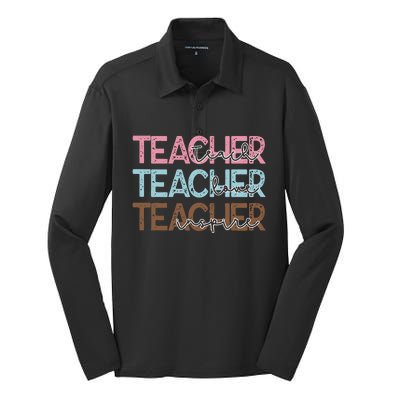 Teach Love Inspire Inspirational Teacher Appreciation Women Silk Touch Performance Long Sleeve Polo