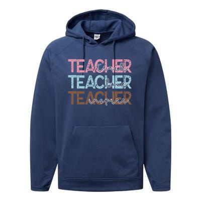 Teach Love Inspire Inspirational Teacher Appreciation Women Performance Fleece Hoodie