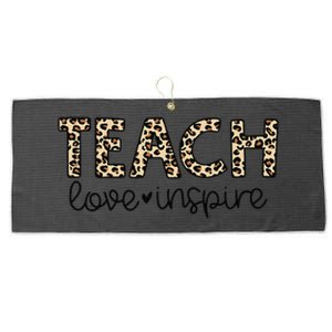 Teach Love Inspire Leopard Teacher Appreciation Gifts Women Large Microfiber Waffle Golf Towel