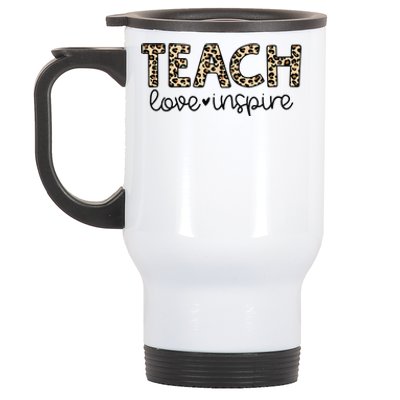 Teach Love Inspire Leopard Teacher Appreciation Gifts Women Stainless Steel Travel Mug