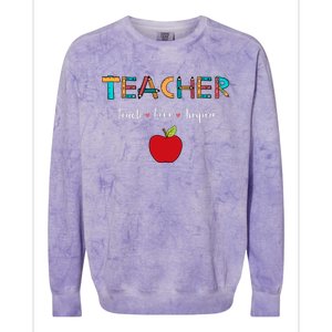 Teach Love Inspire Leopard Back To School Cute Teacher Colorblast Crewneck Sweatshirt