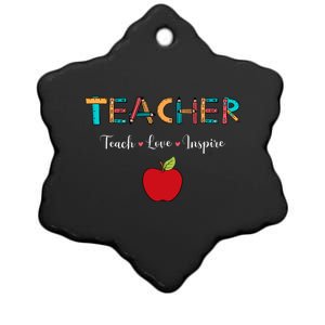 Teach Love Inspire Leopard Back To School Cute Teacher Ceramic Star Ornament