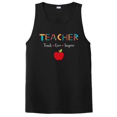 Teach Love Inspire Leopard Back To School Cute Teacher PosiCharge Competitor Tank