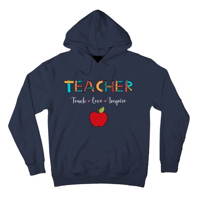 Teach Love Inspire Leopard Back To School Cute Teacher Hoodie