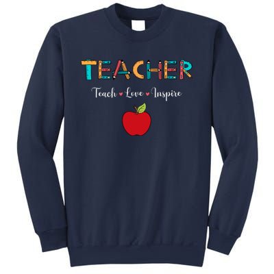 Teach Love Inspire Leopard Back To School Cute Teacher Sweatshirt