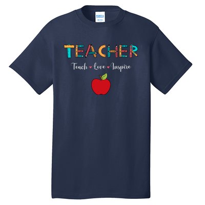 Teach Love Inspire Leopard Back To School Cute Teacher Tall T-Shirt