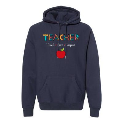 Teach Love Inspire Leopard Back To School Cute Teacher Premium Hoodie