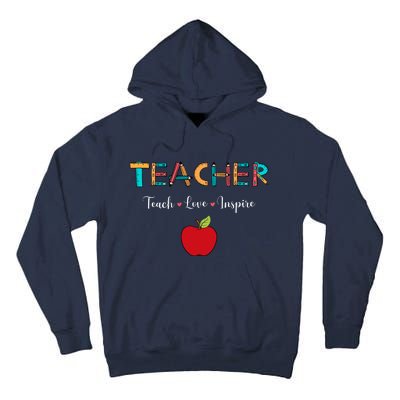 Teach Love Inspire Leopard Back To School Cute Teacher Tall Hoodie