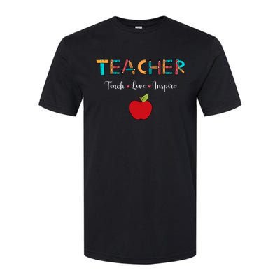 Teach Love Inspire Leopard Back To School Cute Teacher Softstyle® CVC T-Shirt