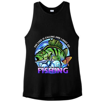 The Lake Is Calling And I Must Go Fishing Ladies PosiCharge Tri-Blend Wicking Tank