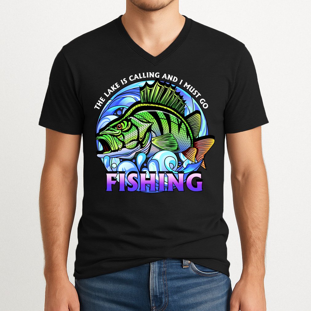 The Lake Is Calling And I Must Go Fishing V-Neck T-Shirt