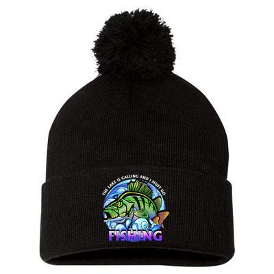 The Lake Is Calling And I Must Go Fishing Pom Pom 12in Knit Beanie