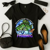 The Lake Is Calling And I Must Go Fishing Women's V-Neck T-Shirt