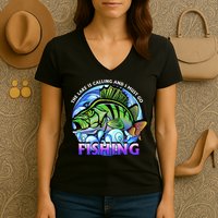 The Lake Is Calling And I Must Go Fishing Women's V-Neck T-Shirt